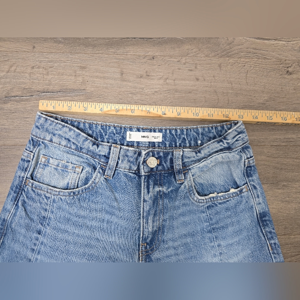 MNG Mid Rise Wide Leg Jeans Womens Size 2 Lightwash - Picture 6 of 8